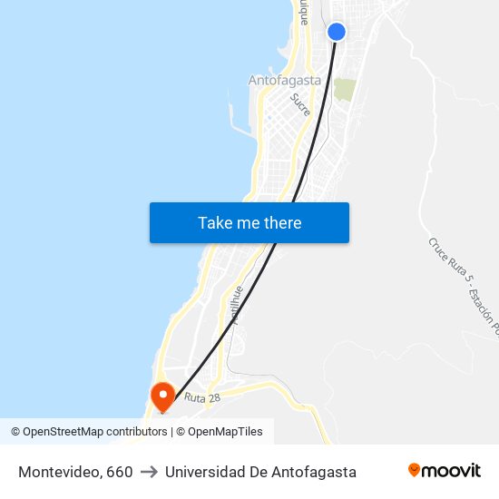Montevideo, 660 to Universidad De Antofagasta map