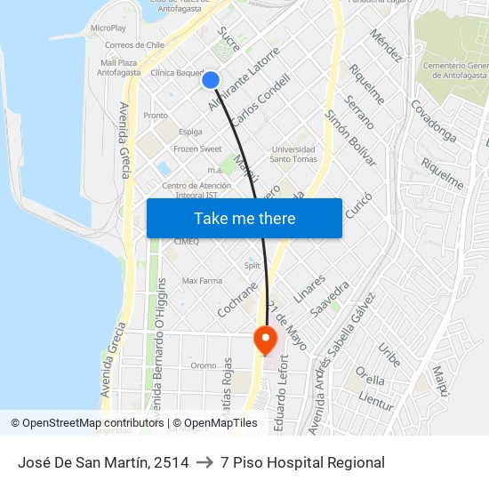 José De San Martín, 2514 to 7 Piso Hospital Regional map
