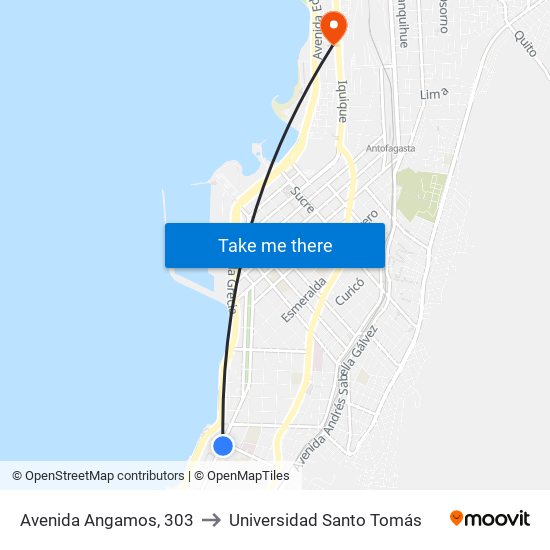 Avenida Angamos, 303 to Universidad Santo Tomás map