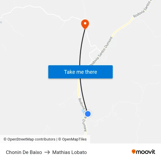 Chonin De Baixo to Mathias Lobato map