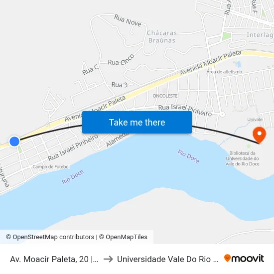 Av. Moacir Paleta, 20 | Igreja Católica to Universidade Vale Do Rio Doce - Campus II map