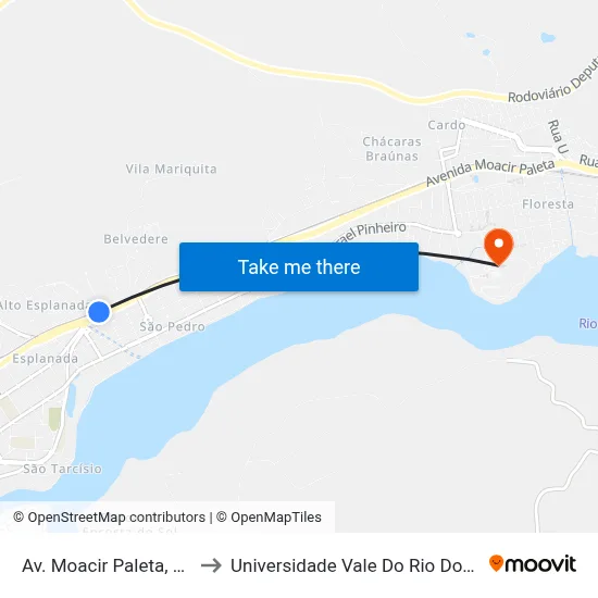 Av. Moacir Paleta, 1180 | Bnh to Universidade Vale Do Rio Doce - Campus II map