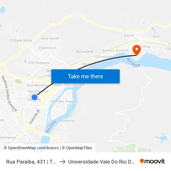 Rua Paraíba, 431 | Tarrafa’S Bar to Universidade Vale Do Rio Doce - Campus II map