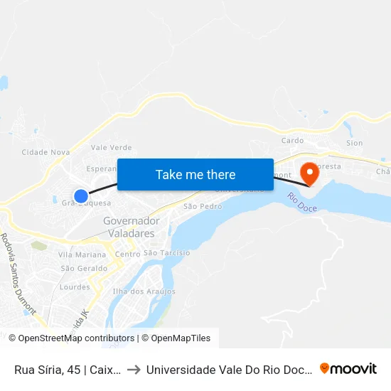 Rua Síria, 45 | Caixa D'Água to Universidade Vale Do Rio Doce - Campus II map