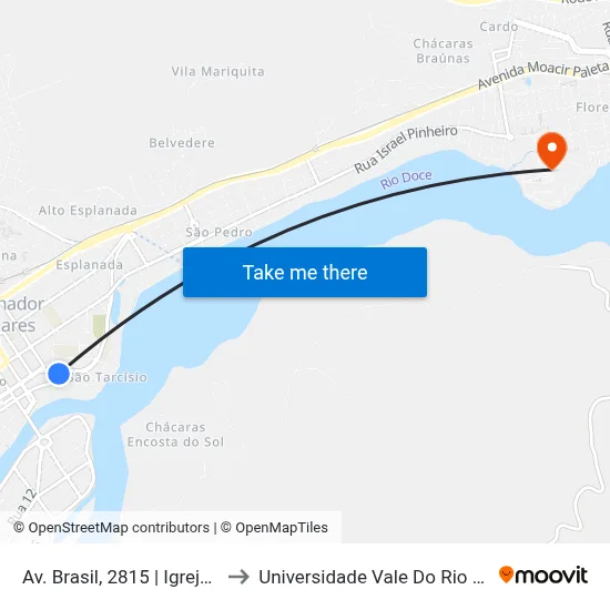 Av. Brasil, 2815 | Igreja Presbiteriana to Universidade Vale Do Rio Doce - Campus II map