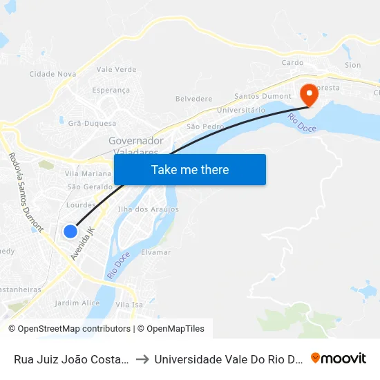 Rua Juiz João Costa, 3382 | Eteit to Universidade Vale Do Rio Doce - Campus II map