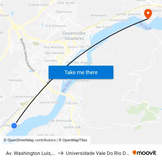 Av. Washington Luís, 1625 | Saae to Universidade Vale Do Rio Doce - Campus II map