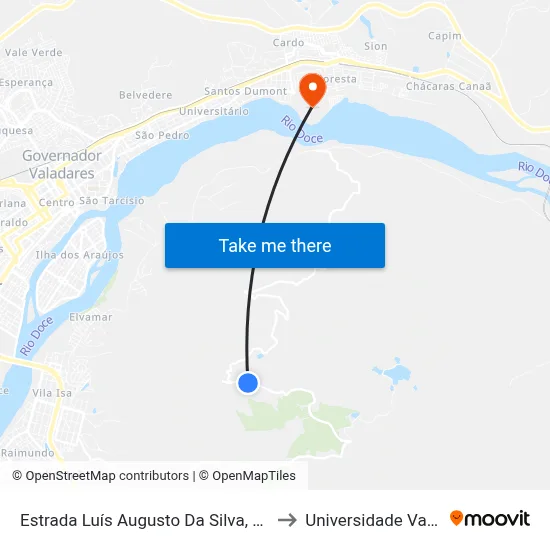 Estrada Luís Augusto Da Silva, Km 8,8 Leste | Ponto Final Do Pico Da Ibituruna to Universidade Vale Do Rio Doce - Campus II map
