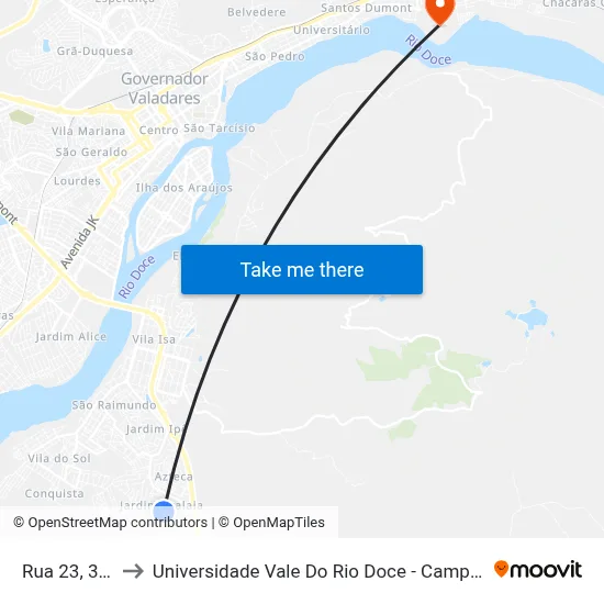 Rua 23, 350 to Universidade Vale Do Rio Doce - Campus II map