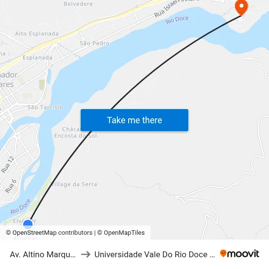 Av. Altino Marques, 763 to Universidade Vale Do Rio Doce - Campus II map