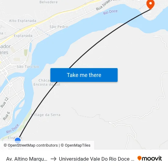 Av. Altino Marques, 760 to Universidade Vale Do Rio Doce - Campus II map