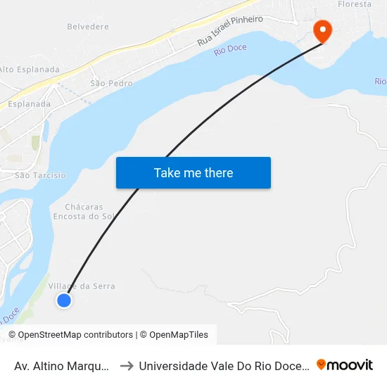 Av. Altino Marques, 1505 to Universidade Vale Do Rio Doce - Campus II map