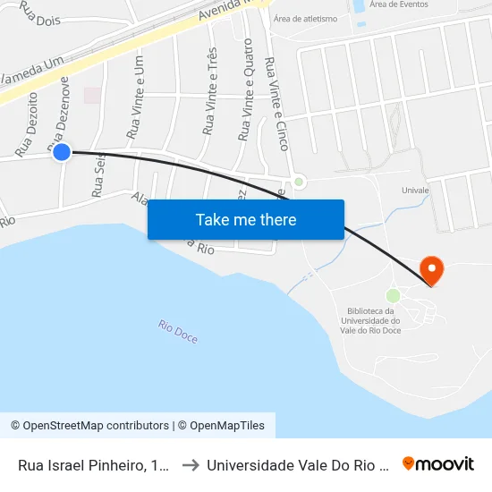 Rua Israel Pinheiro, 1325 | Partenon to Universidade Vale Do Rio Doce - Campus II map