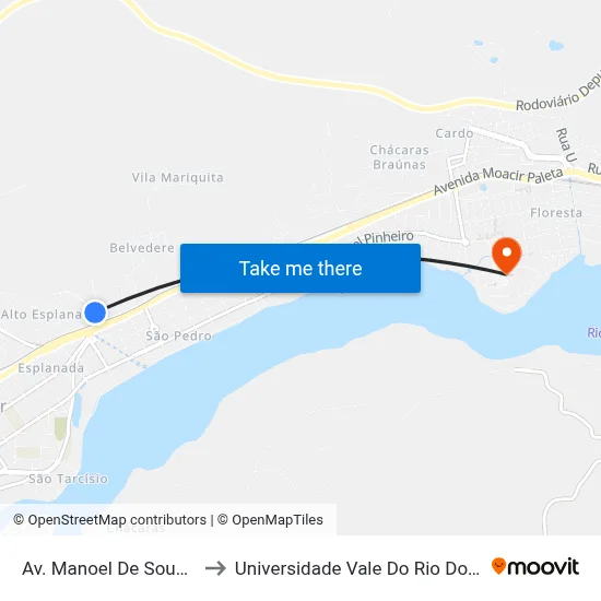 Av. Manoel De Souza Neto, 59 to Universidade Vale Do Rio Doce - Campus II map