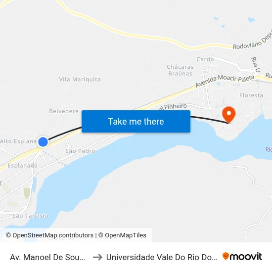 Av. Manoel De Souza Neto, 60 to Universidade Vale Do Rio Doce - Campus II map
