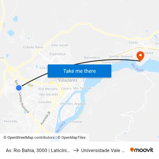 Av. Rio Bahia, 3000 | Laticínios Ibituruna - Sentido Turmalina to Universidade Vale Do Rio Doce - Campus II map