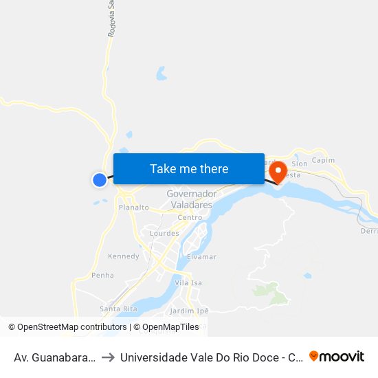 Av. Guanabara, 446 to Universidade Vale Do Rio Doce - Campus II map
