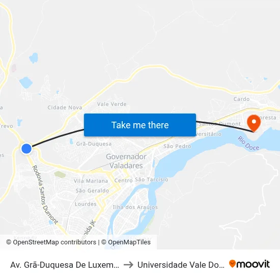 Av. Grã-Duquesa De Luxemburgo, 6100 | Concretomix to Universidade Vale Do Rio Doce - Campus II map