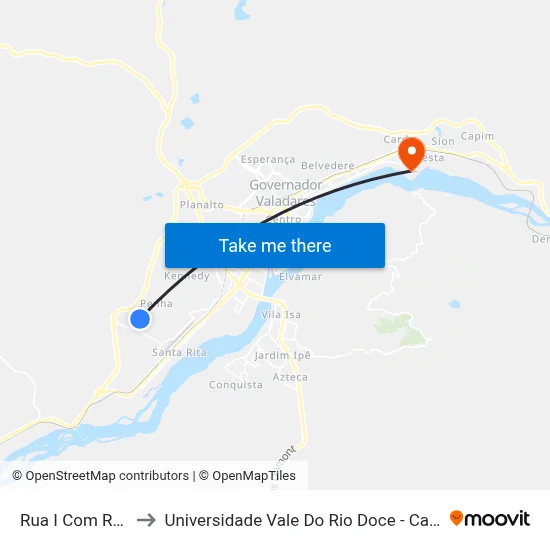 Rua I Com Rua D to Universidade Vale Do Rio Doce - Campus II map