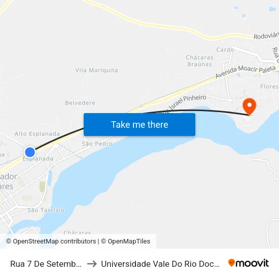 Rua 7 De Setembro, 1790 to Universidade Vale Do Rio Doce - Campus II map