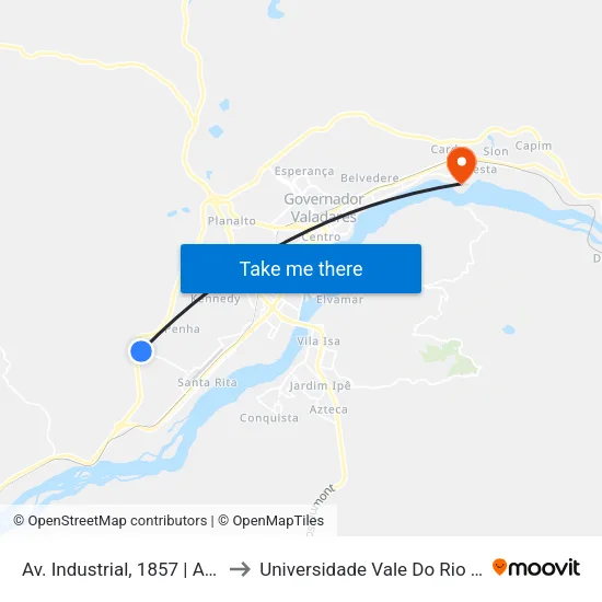 Av. Industrial, 1857 | Armazém Soares to Universidade Vale Do Rio Doce - Campus II map