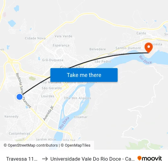 Travessa 111, 21 to Universidade Vale Do Rio Doce - Campus II map