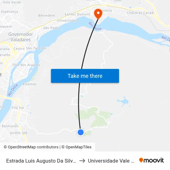Estrada Luís Augusto Da Silva, Km 4 Leste | Sítio Dos Vigilatos to Universidade Vale Do Rio Doce - Campus II map