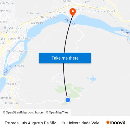 Estrada Luís Augusto Da Silva, Km 4,7 Leste | Refúgio Da Serra to Universidade Vale Do Rio Doce - Campus II map