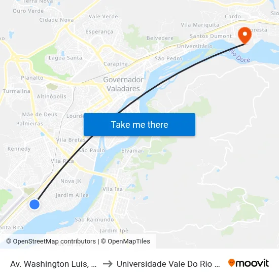 Av. Washington Luís, 296 | Teolinda to Universidade Vale Do Rio Doce - Campus II map