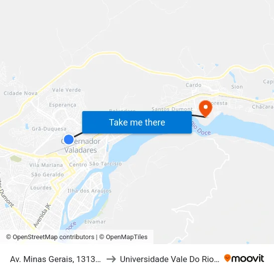 Av. Minas Gerais, 1313 | Clínica 4 Patas to Universidade Vale Do Rio Doce - Campus II map