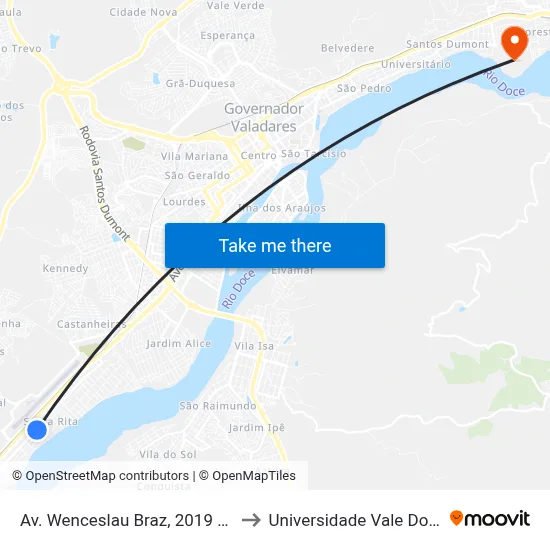 Av. Wenceslau Braz, 2019 Com Avenida Sete Lagoas to Universidade Vale Do Rio Doce - Campus II map