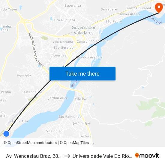 Av. Wenceslau Braz, 2839 | Padaria Leal to Universidade Vale Do Rio Doce - Campus II map
