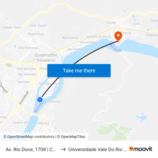 Av. Rio Doce, 1708 | Condomínio Delta to Universidade Vale Do Rio Doce - Campus II map