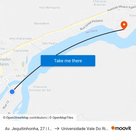 Av. Jequitinhonha, 27 | Igreja Presbiteriana to Universidade Vale Do Rio Doce - Campus II map