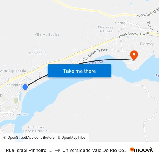 Rua Israel Pinheiro, 1423 | Grill to Universidade Vale Do Rio Doce - Campus II map