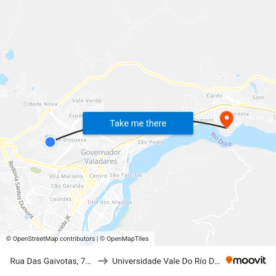 Rua Das Gaivotas, 700 | Big Mais to Universidade Vale Do Rio Doce - Campus II map