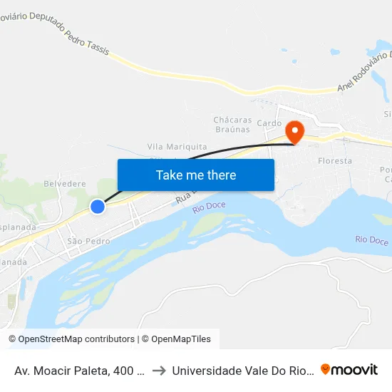 Av. Moacir Paleta, 400 | Passarela to Universidade Vale Do Rio Doce - Ceu map