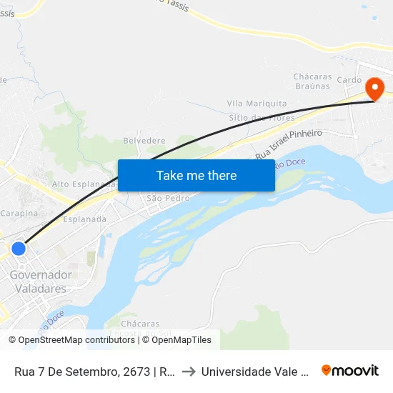 Rua 7 De Setembro, 2673 | Restaurante Mala E Cuia to Universidade Vale Do Rio Doce - Ceu map