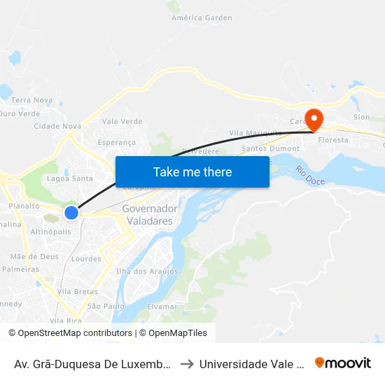 Av. Grã-Duquesa De Luxemburgo, 4497 | Coelho Diniz to Universidade Vale Do Rio Doce - Ceu map