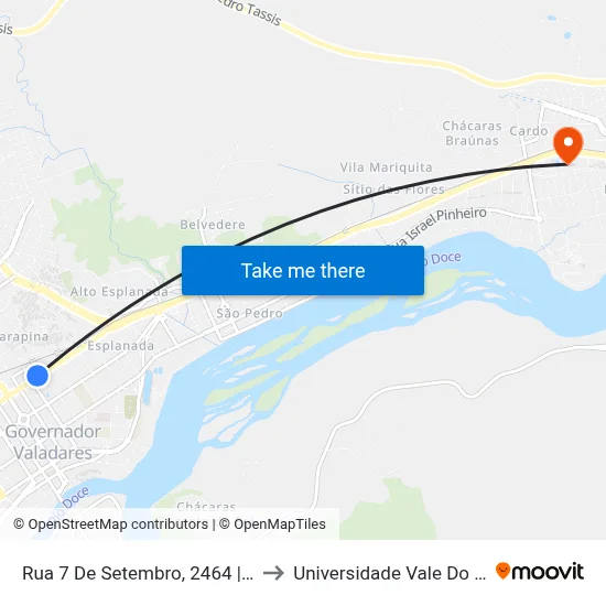 Rua 7 De Setembro, 2464 | Casa Ortopédica to Universidade Vale Do Rio Doce - Ceu map