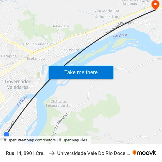 Rua 14, 890 | Creche to Universidade Vale Do Rio Doce - Ceu map