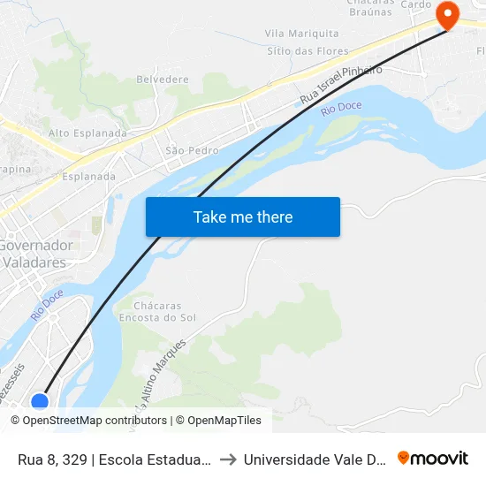 Rua 8, 329 | Escola Estadual Nacle Miguel Habib to Universidade Vale Do Rio Doce - Ceu map