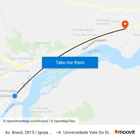 Av. Brasil, 2815 | Igreja Presbiteriana to Universidade Vale Do Rio Doce - Ceu map