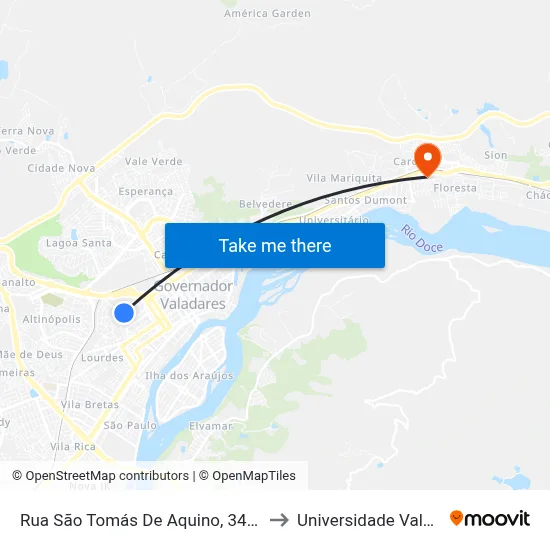 Rua São Tomás De Aquino, 347 | Ponto Final Da Vila Mariana to Universidade Vale Do Rio Doce - Ceu map