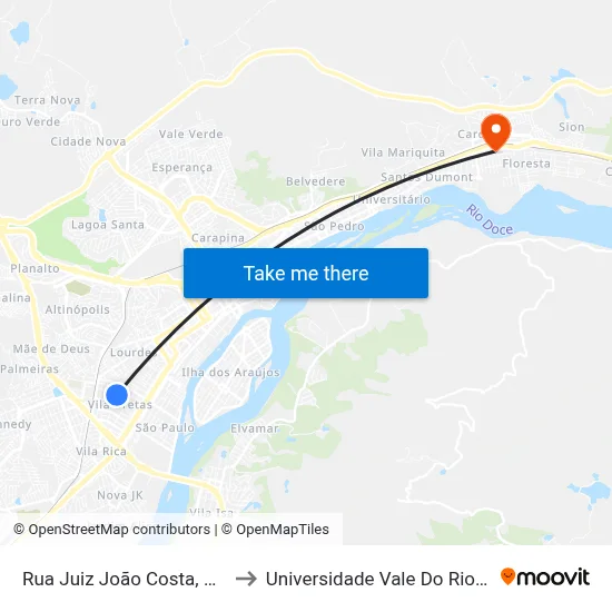 Rua Juiz João Costa, 3382 | Eteit to Universidade Vale Do Rio Doce - Ceu map