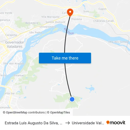 Estrada Luís Augusto Da Silva, Km 6,9 Leste | Casa Do Papai Noel to Universidade Vale Do Rio Doce - Ceu map