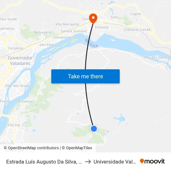 Estrada Luís Augusto Da Silva, Km 7,1 Leste | Pousada Da Serra to Universidade Vale Do Rio Doce - Ceu map