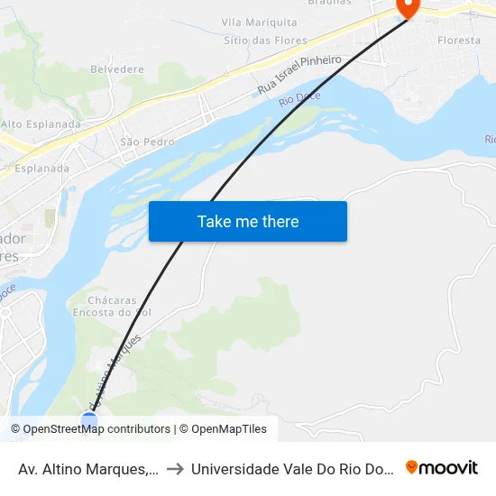 Av. Altino Marques, 1500 to Universidade Vale Do Rio Doce - Ceu map