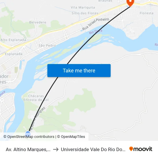 Av. Altino Marques, 1505 to Universidade Vale Do Rio Doce - Ceu map