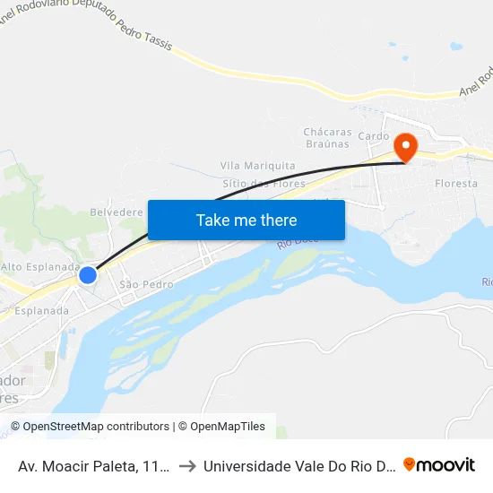 Av. Moacir Paleta, 1177 | Bnh to Universidade Vale Do Rio Doce - Ceu map